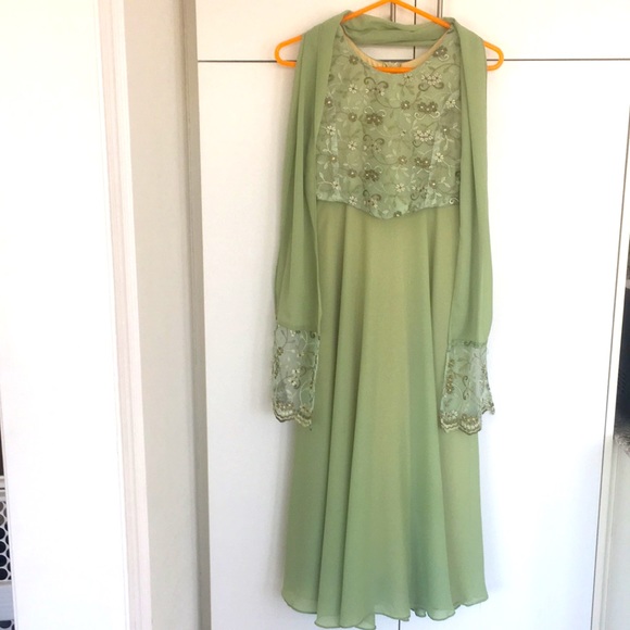 🇺🇸Alexandra of California Formal Evening Dress W/Matching Embroidered Shawl - Picture 13 of 16